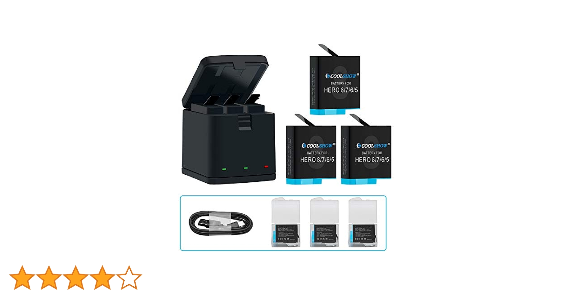 Amazon | COOLSHOW GoPro HERO 8 バッテリー ゴープロ8 充電器